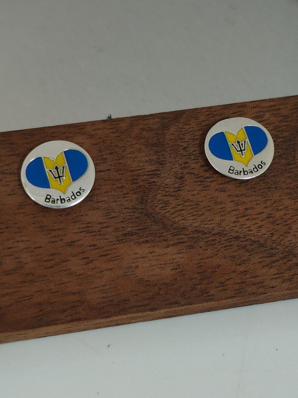 Barbados Heart Flag Travel Vacation Stud Earring Exclusive Designed S925 Silver